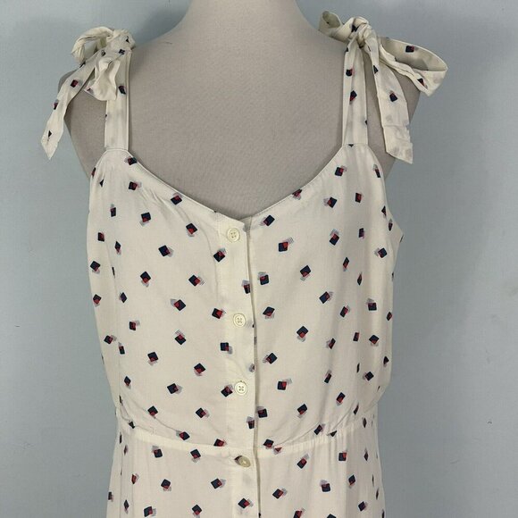 NWT Gap Button Front Shirt Dress Tie-Shoulder Pockets Sz 14 Summer Casual Resort - Picture 3 of 12